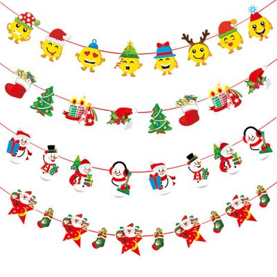 China Paper Cartoon Merry Christmas Letter Bunting Banner Pulling Flag Party Christmas Decoration for sale