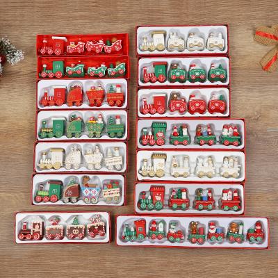 China Wooden Children Toy Christmas Shopping Mall Festival Decoration Christmas Ornaments Small Train Ornaments for sale