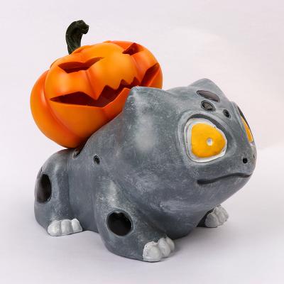 China 2021 Festival Decoration Hot Sale Halloween Pumpkin Pokemon Bulbasaur Decoration Open Resin Halloween Ornaments for sale