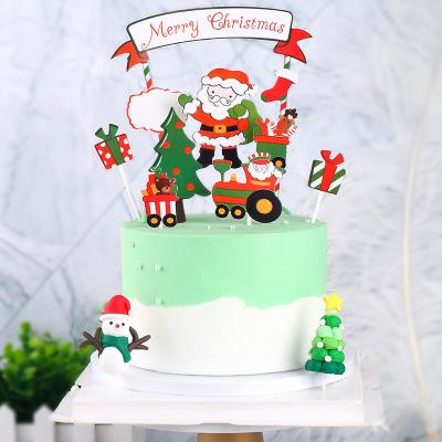 China Christmas Cake Topper Santa Claus Gifts Cake Ornaments Merry Christmas Party Decoration Cake Topper Cake Decorating for sale