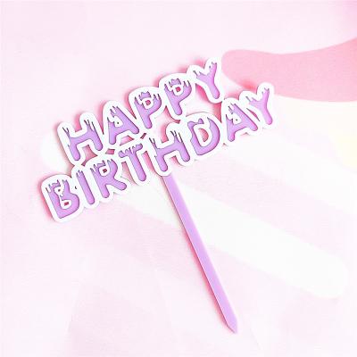 China Eco-Friendly Happy Birthday Cake Topper Supply Custom Cupcake Topper Acrylic Birthday Cake Topper For Cake Shop for sale