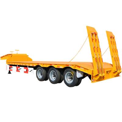 China Factory direct supply 13m 3 axle truck trailer used/new low bed semi trailer lowboy trailer for africa market flatbed truck gooseneck 60 ton for sale