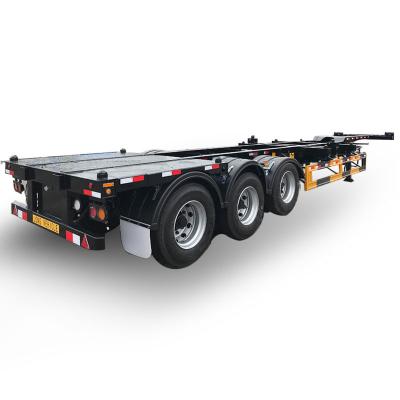 China Factory Produce 3 Axles 40FT Gooseneck Top Popular High Quality Container Skeleton Load Steel Semi Trailer Factory Produced Truck Chassis For Port for sale