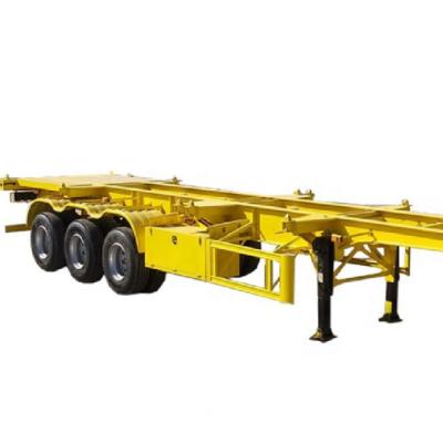 China Professional Truck Trailer Manufacturer Supply Export Standard Tri Axle 12.38m Load 50 Ton Hot Sale Seaport Skeleton Semi Trailer Yellow for sale