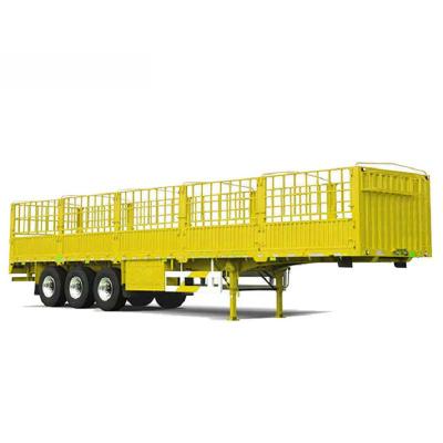 China Truck Trailer Big Capacity Product 3 Axle 12 Tire 40-60 Ton Cheapest Stake Barrier Animal Transport Cargo Truck Semi Trailer For Sale for sale