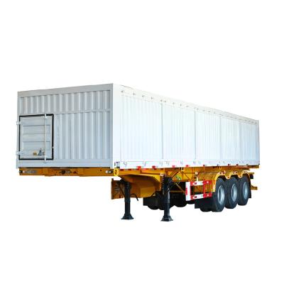 China Factory Wholesale Standard Cargo Transport SEMI CURTAIN 3Axles TRAILER Load 50-80 Tons Cargo Van Enclosed Box Semi Trailer for sale