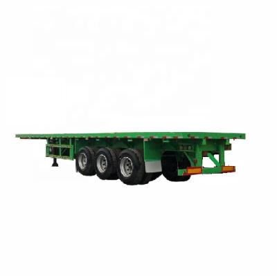 China Truck Trailer Factory Direct Sale New3 Axles Widely Green 12.4m Flatbed Semi Trailer Shipping Hydraulic Modular Trailer 40T Flatbed Trailers for sale