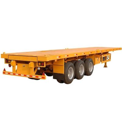 China Multifunctional Semi Truck Trailer Industrial Equipment 12R22.5*13 Pcs Triangle Tire Container Transport Flat Bed Trailers 3Axles Hot Selling for sale