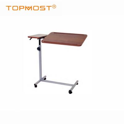 China Adjustable Metal Inpatient Medical Bed Table Mobile Over Bed Table With Wheels for sale