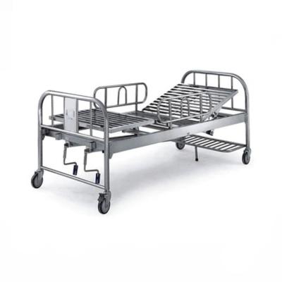 China Factory direct sale stainless steel crank manual medical hospital beds 2 metal / medical bed for sale