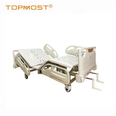 China Manual 2 Function Manual Bed Metal Hospital Furniture Two Cranks Medical Hospital Patient Bed for sale