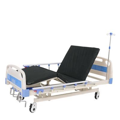 China Metal ABS Head Panel Manual 4 Crank 5 Functions Hospital Bed For Hospital for sale