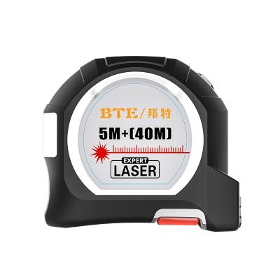 China New ABS Laser 2-in-1 Multifunction Professional High Accuracy LCD Display Plastic Laser Tape Measure Auto-lock Screen Tape Measure for sale