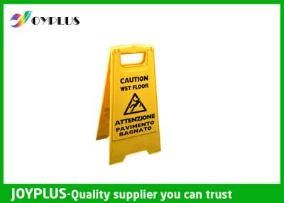 China Yellow Plastic Caution Sign Board / Portable Sign Stands Eco Friendly 62x30cm for sale