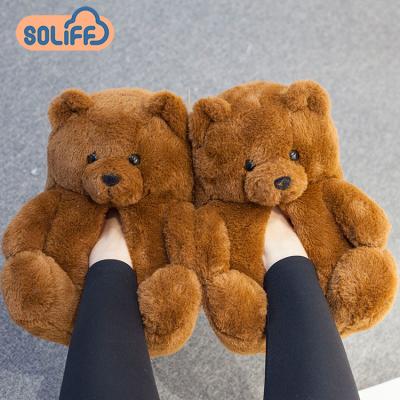 China 2021 New Anti-odor Cute Teddy Bear Slippers Brown Women Back Slippers for sale