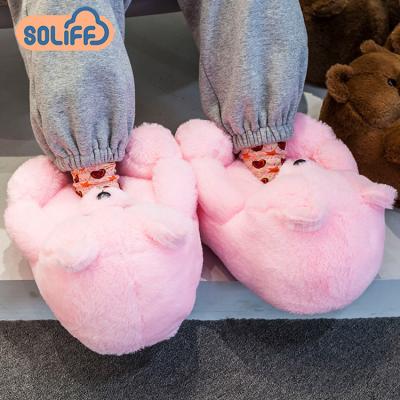 China 2021 Very Warm Anti-odor Teddy Bear Slippers Women Indoor Teddy Bear Slippers for sale