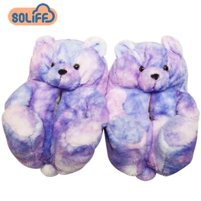 China Adorable Anti-Smell Women Teddy Bear Waist Fur One Slips Customized Colors Gear Drop Shipping Teddy Bear Slippers for sale