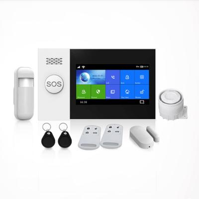 China Tuya WIFI+GSM+GPRS Life Pass WiFi Security System GSM GPRS Smart Alarm Hub with Door Motion Sensor RFID Siren for sale