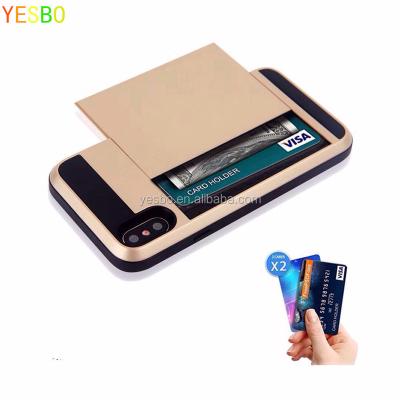 China Shockproof& Anti-bump Slide Slip Card TPU+PC Cover Case For iPhone X 9 10 Ten iPhone for sale