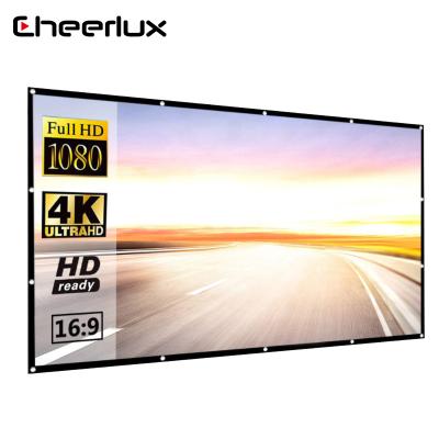 China Cheerlux Wall Mounted Wholesale Polyester Simple Portable Screen Easy To Install To Remove Foldable Projector Screen for sale