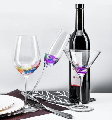 China Modern Creative Colorful Wine Champagne Glass Martini Glass Glassware for sale