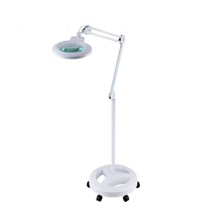 China 2020 Hot New Products On/Off Lighting Beauty Salon Lamp Use LED Magnifying Floor Standing Working Magnetic Wheels Magnifying Light Floor Lamp for sale