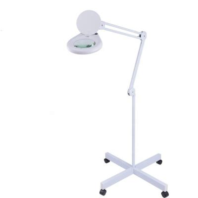 China Beauty Salon Professional 8066 ESD Floor Stand Magnifying Lamp 5 Diopter Round Head Magnifier for sale