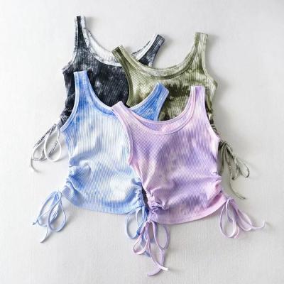 China Ladies Drawstring Tank Top Fashion Antibacterial Girls Tie Dyed Tank Tops Wholesale for sale