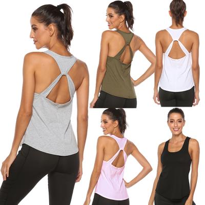 China Sporty Back Runner Sporty Yoga Tops Running Exercise Workout Tank Tops For Women for sale