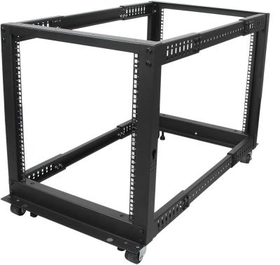 China SPCC Cold Rolled Steel Server Rack Open Frame 12U Adjustable Depth (22-40”) for sale