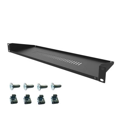 China SPCC Cold Rolled Steel Cantilever Server Shelf Vented Shelves Rack Mount 19 Inch 1U Black 6 Inch (150mm) Deep for sale