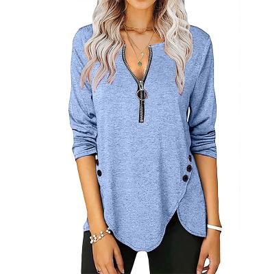 China Quick Shipping Women's V-Neck T-shirt Ladies Anti-Wrinkle Magliette camiseta feminina camiseta tops for women 2021 long sleeve for sale