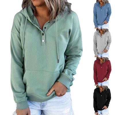 China winter autumn winter pullover Anti-wrinkle girl buttoned kangaroo hoodies new plain women's long sleeve tee shirt half sleeve kangaroo hoodies for sale