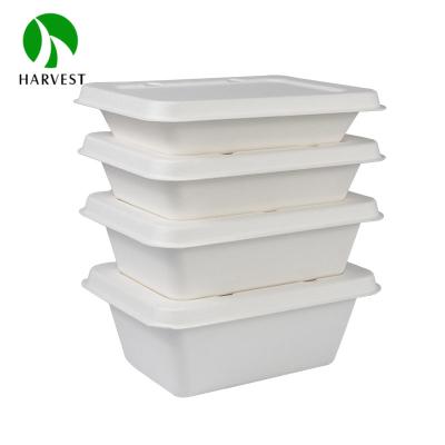 China Natual Microwavable Pulp Viable 23 Oz Rectangular Food Take Away Container for sale