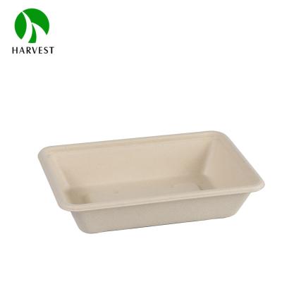 China Rectangular 500ml Biodegradable Biodegradable Laundered Disposable Pulp Food Box for sale