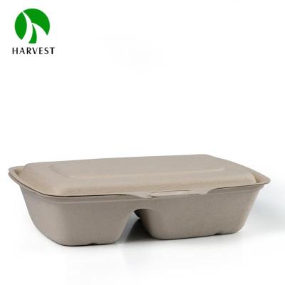 China Rectangle Biodegradable Disposable Clamshell Biodegradable Paper Pulp Container for sale