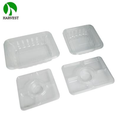 China Disposable Take Away Food Recyclable Disposable Plastic Box With Salad Tapping for sale