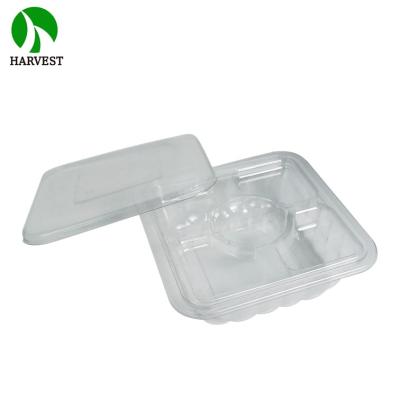 China 16 Oz Disposable PET Square Salad Bowl Transparent With 5 Compartment Tray for sale