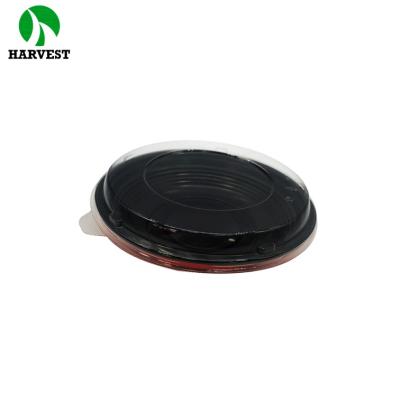 China Food Wrap For Catering Black And Red PB-24 Round Disposable Plastic Food Bowl With PET Lid for sale