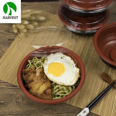 China Disposable Microwavable Black Push Donburi Food Packaging Disposable Rice Bowl for sale