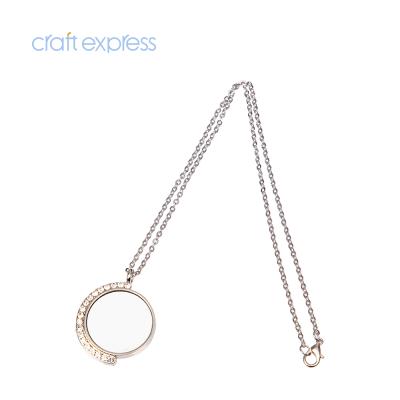 China BestSub CLASSIC Craft Express Wholesale Custom Sublimation Silver White Round Necklace Jewelry With Diamond for sale