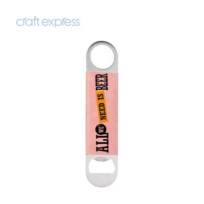 China Bestsub Express Wholesale Metal Craft Pink 17.7*4cm Sublimation Blanks Cute Personalized PU Stainless Steel Bottle Opener Custom for sale