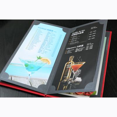 China Colorful Leather PU Cover Plug-in Type 2 4 6 8 Views Menu Holders For Restaurant Custom Menu for sale