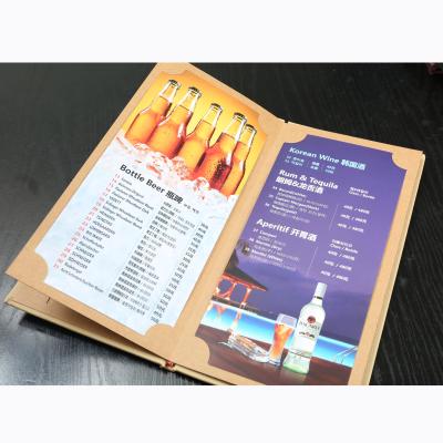 China Hot Sale Factory Plug-in Type Low MOQ Good Quality Custom Restaurant Beverage Menu For Sale for sale