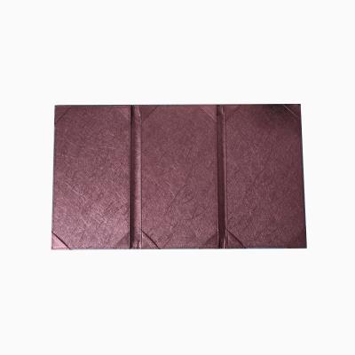 China Plug-in type custom type tri pockets cover restaurant menu high grade pu leather material factory logo folders for sale