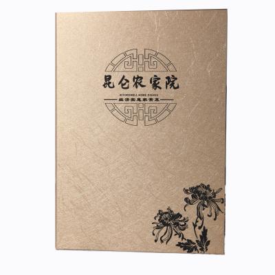 China Engraving Hot Selling Good Quality PU Leather Menu Cover Inside Screws Binding Custom Restaurant Menu For Sale for sale