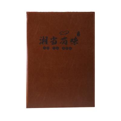 China Lowest high quality leather embossing design factory price PU design logo restaurant menu with custom logo for sale