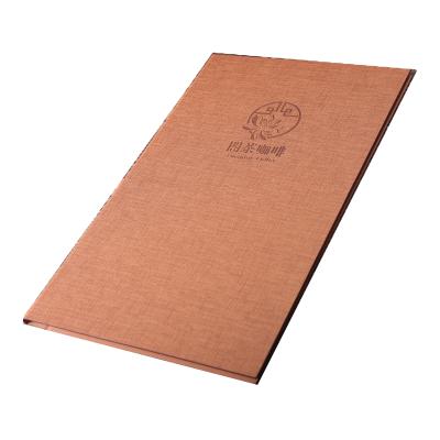 China Hot Stamping Concave Custom Logo Good Quality Restaurant Menu A4 Size PU Leather Concave Soft Cover for sale