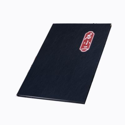 China 21cm*23cm size A4 size PU cover soft leather concave good quality hot stamping custom restaurant menu for sale for sale