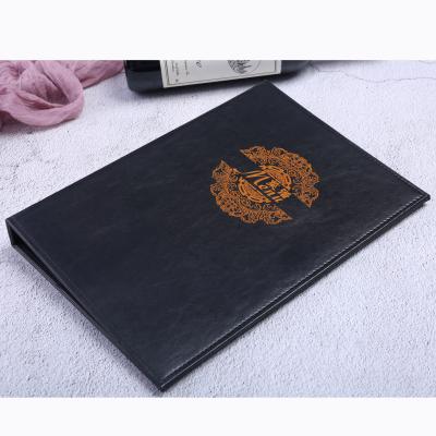 China Popular Custom Hot Stamping Type Cover Good Quality Restaurant Folder Menu Folder PU Leather Cover for sale